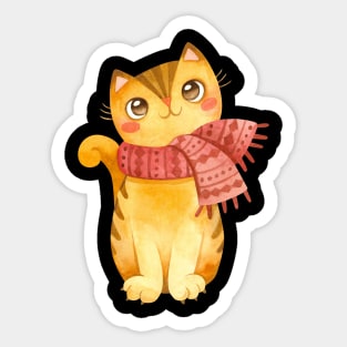 Cute Scarf Cat Sticker